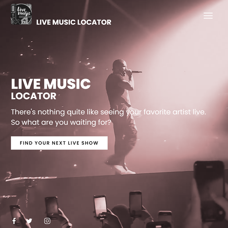 Live Music Locator homepage