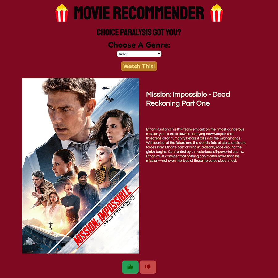 Movie recommender homepage